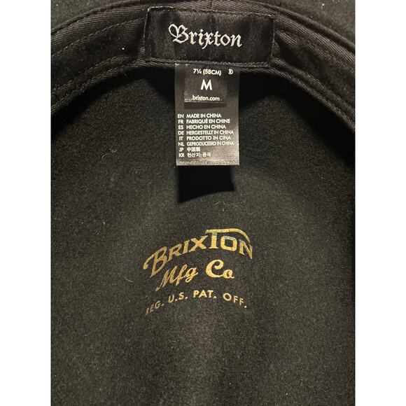 BRIXTON Black Wool Tiller Fedora modern round top, bendable for a classic look - Picture 8 of 9